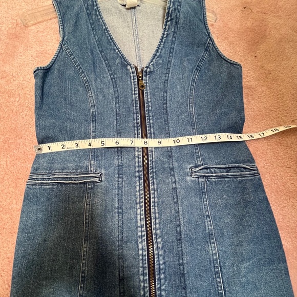 80s Mini Zip Up Denim Dress 4P - Picture 8 of 15